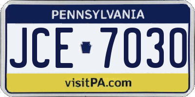PA license plate JCE7030