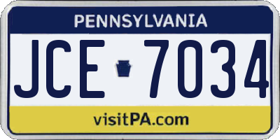 PA license plate JCE7034
