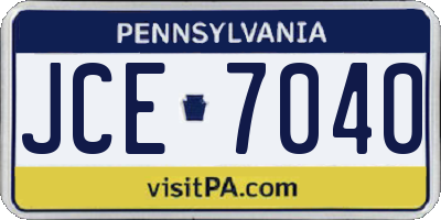PA license plate JCE7040