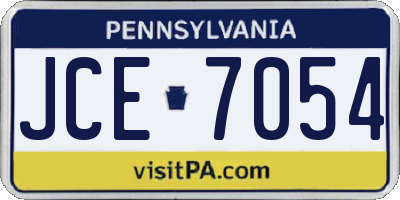 PA license plate JCE7054