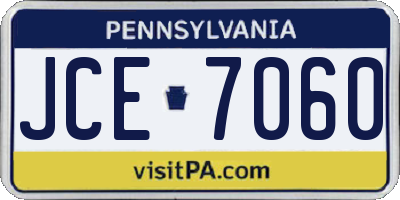 PA license plate JCE7060