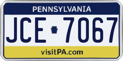 PA license plate JCE7067