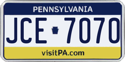 PA license plate JCE7070