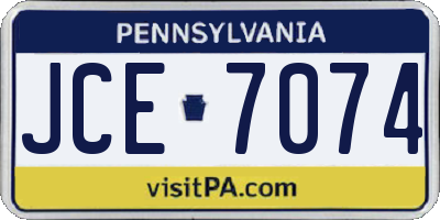 PA license plate JCE7074
