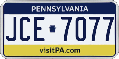 PA license plate JCE7077
