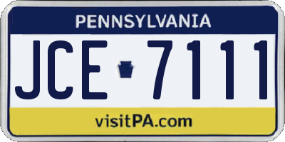 PA license plate JCE7111