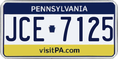 PA license plate JCE7125