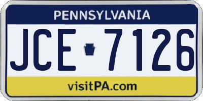 PA license plate JCE7126