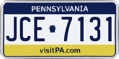 PA license plate JCE7131