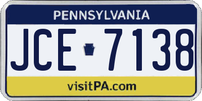 PA license plate JCE7138
