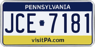 PA license plate JCE7181