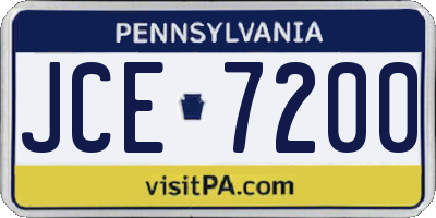 PA license plate JCE7200