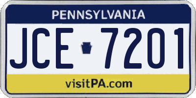 PA license plate JCE7201