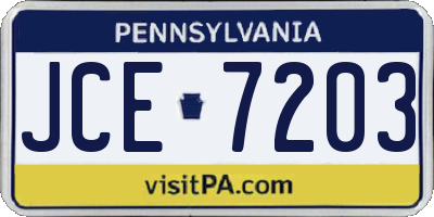 PA license plate JCE7203