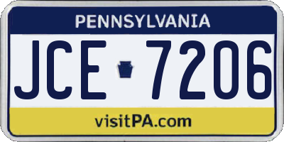 PA license plate JCE7206