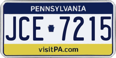 PA license plate JCE7215