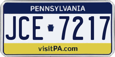 PA license plate JCE7217