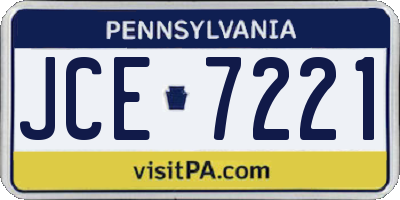 PA license plate JCE7221