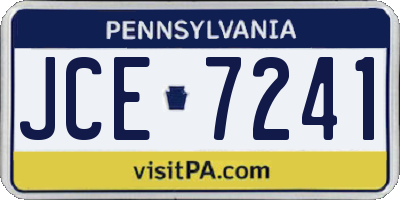 PA license plate JCE7241