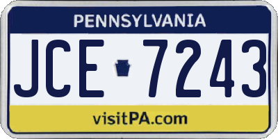PA license plate JCE7243