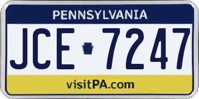PA license plate JCE7247