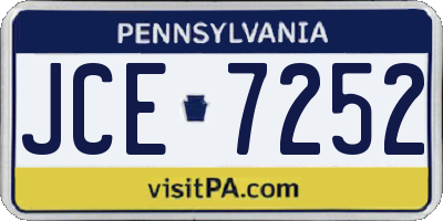 PA license plate JCE7252