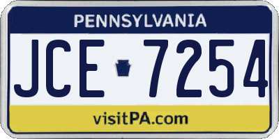 PA license plate JCE7254