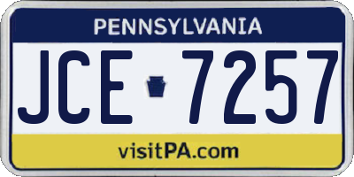 PA license plate JCE7257