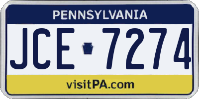 PA license plate JCE7274