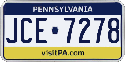 PA license plate JCE7278