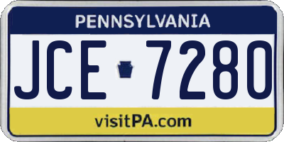 PA license plate JCE7280