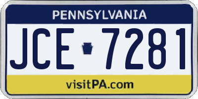 PA license plate JCE7281
