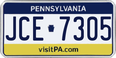 PA license plate JCE7305