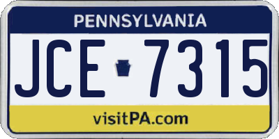 PA license plate JCE7315