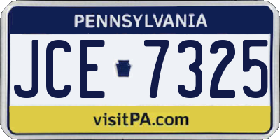PA license plate JCE7325