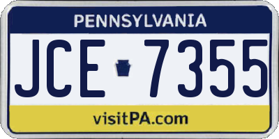 PA license plate JCE7355