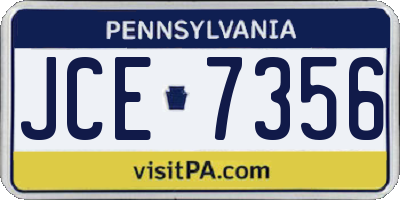 PA license plate JCE7356