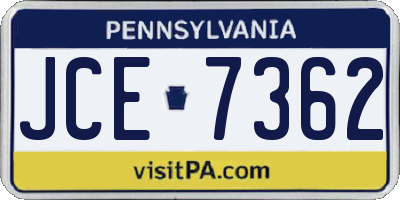 PA license plate JCE7362