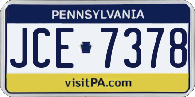 PA license plate JCE7378