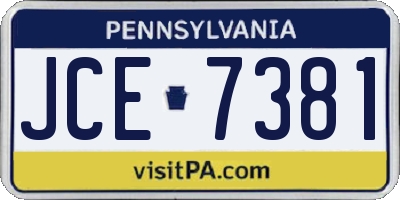 PA license plate JCE7381