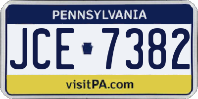PA license plate JCE7382