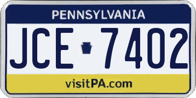 PA license plate JCE7402