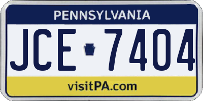 PA license plate JCE7404