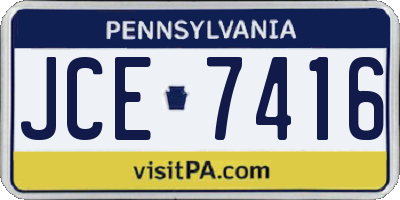 PA license plate JCE7416