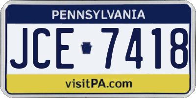 PA license plate JCE7418