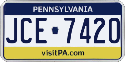 PA license plate JCE7420