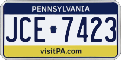 PA license plate JCE7423