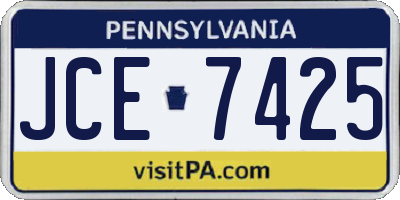 PA license plate JCE7425