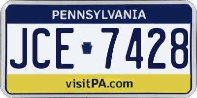 PA license plate JCE7428