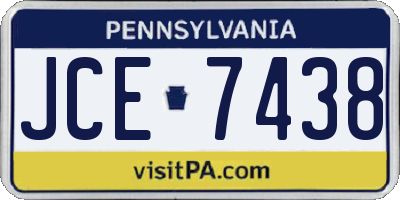 PA license plate JCE7438